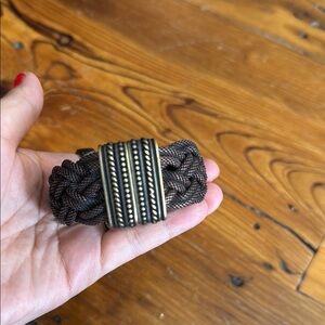 Erica Zap Braided Brown Bracelet with Gold Accents and Magnet closure